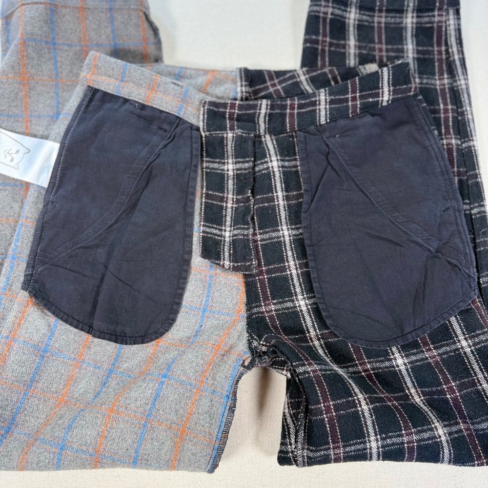 RipNDip Split Plaid Pants Mens/Uni 30" Wool Blend Two Tone Black Grey Streetwear - Picture 10 of 13